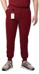 Peelz Mike Fly Front 4-Pocket Jogger Scrub Pants for Men - Soft Stretch Fabric, Men’s Scrubs, Slim Fit, Burgundy, X-Large, Regular