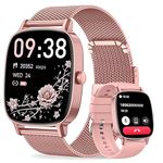 Smart Watches for Women, Answer/Make Call, 1.85'' HD Screen Fitness watch with Heart Rate/Sleep/SpO2 Monitor, Smart watch for iPhone/Android, 120+Sport Mode, IP68 waterproof - Two Straps, Rose Gold
