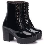 KLIEV PARIS Women's & Girls Amazing Boots | Patent Leather, Trendy, Comfortable, Lace up Boots for Casual, Outdoor and Holiday Outings