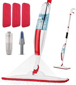 PANDA GRIP Spray Mops for Floor Cleaning Microfiber Spray Mop with 3 Washable Reusable Pads a Refillable Bottle and Scrubber Wet Dry Flat Mop with 360 Degree Swivel Head for Home Hardwood Laminate