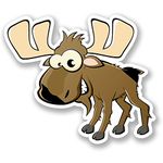 2 x Silly Moose Vinyl Sticker Bike Laptop Helmet Canada Animal Gift Kids #4636 (10cm Wide x 8.5cm Tall)