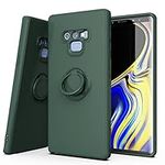 YmhxcY Note 9 Case,Galaxy Note 9 Case,360°Ring Holder Slim Silicone Soft Rubber Hybrid Hard Protection Shockproof Bumper Non-Slip Cover for Samsung Galaxy Note 9 6.4" D-Dark Green