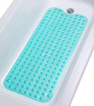 Tike Smart Tike Smart Extra-Long Non-Slip Bathtub Mat (for Smooth/Non-textured Tubs Only) Safe Clean Anti-bacterial Machine-washable Superior Grip & Drainage Vinyl Bath Mat Turquoise/Aquamarine/Blue-Green