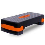 Sparnod Fitness SAS-1000 Aerobic Gym Stepper for Exercise at Home, Adjustable Height, Anti-Skid Surface, Supports up to 225 kg, Compact & Portable, Ideal for Cardio, Strength Training & Pilates Orange