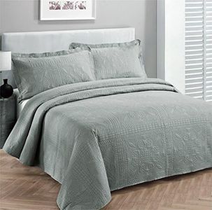 Fancy Collection Luxury Bedspread Coverlet Embossed Bed Cover Solid Grey New Over Size 118"x106" King/California King