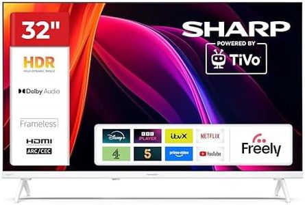 Sharp 32-inch HD Powered by TiVo Smart TV TiVo+ Free Channels Dolby Digital HDR10 HDMI with ARC DVB-T/T2/C/S/S2 Tuner 32HE2345K Freely Included (HE Series) - in White