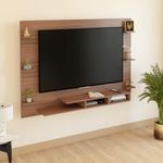 FURNEASER Harrison Engineered Wood Wall Mount TV Unit with Back Panel, Set Top Box Stand, Display Shelves, Modern Tv Rack, Showcase, Cabinet (Exotic Teak & White) for 55 inch TV (Exotic Teak)