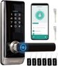 Smart Door Lock, TMEZON Keyless Entry Door Lock Fingerprint Door Lock with Keypad Digital Lock with Handle for Home, Rental, Office and Hotel TUYA Remote Control/IC Cards/Codes/Keys/Fingerprints