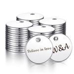 HOUSWEETY 50PCS Bulk Engraved Stainless Steel Round Charms Pendant Custom Stamping Blanks Tags Mini Discs for Bracelet Earring Necklace Chain Charms Jewelry Making