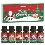 ARVIDSSON Christmas Essential Oils Set, Holiday Fragrance Oil for Diffuser, Merry Christmas Scented Oil Gift Set, Apple Cinnamon, Mistletoe, Gingerbread, Candy Cane, Cranberry, Christmas Spirit