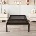 DUMEE 14 Inch Twin Bed Frame Heavy Duty Metal Platform Bed Frame Twin Size No Box Spring Needed with Storage, Double Reinforcement Noise Free, Textured Black