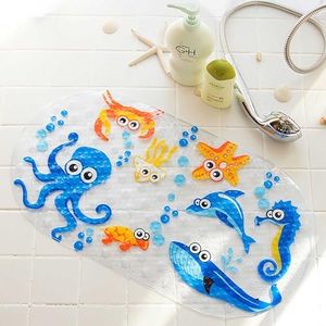 QYINXIU Cartoon Baby Bath Mat for Kids, Bathtub Mat Non Slip, Bath Tub Shower Mat Anti Slip with Drain Holes and Suction Cups Machine Washable, 27.2 x 15 inch