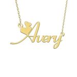 GR35Z9 Avery Name Necklace Love Heart Pendant Necklace Dainty Stainless Steel Jewelry for Women