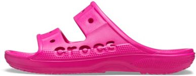 Crocs Unisex-Adult Men's and Women's Baya Two-Strap Slide Sandals, Candy Pink, 9 Women/7 Men