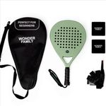Padel Racket with Overgrip & 2 Wristbands – Memory EVA Foam, Perfectly Balanced – Pala de Padel – Fiberglass Paddle for Beginners and Intermediates – Includes 420D Fiber Bag (Green)