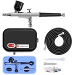 Voilamart Airbrush Kit 25PSI, Multi-purpose Dual-Action Airbrush Kit with Compressor for Painting, Air Spray Gun for Makeup Nail Spray Flowers Cake Decorating Art Craft Tattoo(Black)