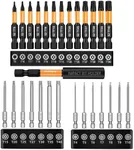 MulWark 38 PC Security Torx Bit Set Long Tamper Proof Star Screwdriver Bit Set 1/4" Hex Shank S2 Steel T4 - T40 Magnetic Impact Driver Drill Bits