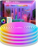 40Ft Neon Rope Lights,Flexible Led Rope Lights Control with App/Remote,Multiple Modes Rope Lights,IP67 Outdoor Waterproof,Music Sync Light Strip for Bedroom