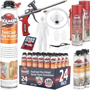 Kraken Bond Fastcoat Fire Rated Spray Foam Insulation Closed Cell in a Can 480 sq ft (24x27.1 oz.) - Wide Polyurethane Spray Foam for Garage Door, Attic, Wall Gun & Cleaner Included, 24 Pack