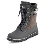 Polar Womens Memory Foam Outside Pocket Inside Zip Thermal Waterproof Deep Tread Rubber Sole Snow Boots - Grey Suede - UK7/EU40 - YC0616