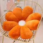 AVSHUB Plushy Sunflower Shaped Throw Pillows Cute Preppy Decorative Pillows Floor Cushion for Girls Bedroom Bed Room Couch Sofa Chair Aesthetic Decor (35CM, Orange)