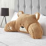 OHS Reading Pillow for Kids Teddy Fleece, Cuddle Cushion Gaming Pillow Soft Cosy Supportive Fluffy Fleece Cushion with Arms Backrest Relaxing Comfy, Brown Bear