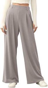 EVALESS Wide Legged Pants for Women Waffle Knit Elastic High Waisted Cute Girls Loose Fited Palazzo Pants Trousers with Pockets Petite Light Grey Small