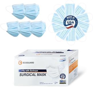 EG ECOGUARD Masks Made in USA, ASTM Level 3 Disposable Medical Grade Procedure Face Mask for Protection, 3-Ply EcoGuard B with Earloop, 50 Pack (Model No.: ECO01)