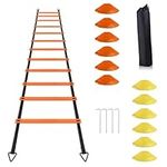 YHOTOGEA Agility Ladder Football Training Equipment Kids, Football Ladder Training with 12 Cones, 4 Stakes, Speed Ladder, Workout Ladder, Exercise Ladder for Football Practice