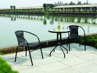 Garden Patio All Weather Black Wicker 3 Piece Bistro Set Patio Outdoor Furniture