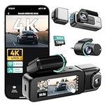 BOTSLAB 4K 3 Channel Dash Cam with 128GB Card, Voice Control, 3.18" Touch Screen, 2160P +1080P+1080P Front and Rear Inside Loop Recording, 5.8GHz WiFi, GPS, Night Vision, WDR, Parking Mode