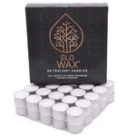 Tea Lights Candles 8 Hour Burn 100 Pack White Unscented T Lights Quality Long Lasting for Home Décor 3.7 x 2.4cm Glo-Wax