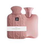 OliviaLiving Hot Water Bag Hot Water Bottle 2 Liters Heat Up and Refreezable Hot Cold Pack with Knit Cover for Pain Relief Hot Cold Therapy (Twilight Pink)