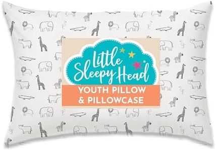 Youth Pillow with Pillowcase 16x22, Soft Jumbo Toddler Pillow, Kids Pillow & Hypoallergenic Pillow Case - Best Kids Pillows for Sleeping, Perfect Kids Travel Pillow (Animal Adventure)