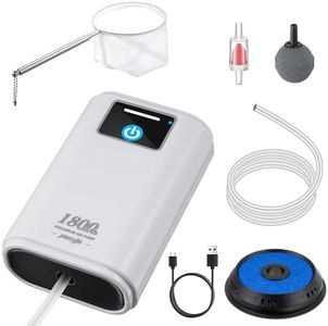 Feekoon Battery Aquarium Air Pump Quiet, Portable Aerator Fish Tank Bubbler for 0-60 Gallons USB Rechargeable Live Bait Bucket Aerator Pump with Accessories for Outdoor Fishing/Power Outages/Emergency
