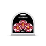 Team Golf NCAA USC Trojans 3 Pack Golf Chip Ball Markers, Poker Chip Size with Pop Out Smaller Double-Sided Enamel Markers