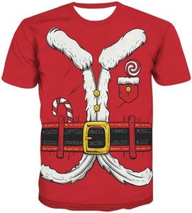 KYKU Christmas Costumes for Men Santa Tshirts 2XL Funny T Shirts Holiday Red
