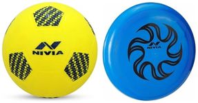 Nivia Home Play Mini Football/PVC Material/Football for Indoor Use/for Age Group Under 12 Years/Size - 1 (Yellow/Blue) Frisbee for Outdoor Sports Games on The Beach (Blue) Small