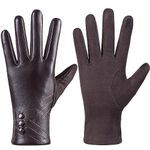 Winter Leather Gloves for Women,With Touchscreen Texting Warm Cashmere Lining Windproof Suede Driving Gloves