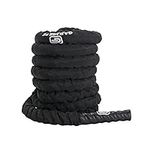 Garage Fit Battle Ropes Poly Dacron - 1.5" / 2" 30' 40' 50' Lengths - Workout Rope - Single Anchor Strap and Nylon Protective Sleeve Included (Black Sleeve, 1.5" x 50 feet)