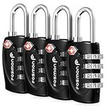 Fosmon TSA Accepted Luggage Locks (4 Pack), Resettable Multi-Use 4 Digit Combination Padlock 10,000+ Codes with Zinc Alloy Shackle, Ideal for Travel Bag, Suitcase, Locker, Backpack, Briefcase - Black