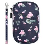 DEFWAY Passport Holder Travel Wallet - Waterproof RFID Blocking Credit Card Organizer Travel Document Bag Ticket Wallet with Strap for Men Women, Travel Essentials for Flying(Small Flamingo)