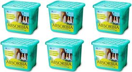 Absorbia Moisture Absorber XL with Activated Charcoal | Pack of 6 | 1L Absorption Capacity|Dehumidifier for Rooms & Wardrobes|Fights Against Moisture, Mould, Fungus & Musty Smells