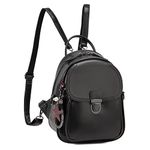 Mini Backpack Purse, Fashion Convertible PU Leather Small Purses for Women,Girls, Black-medium, Medium, Fashionable, Elegant