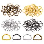 Swpeet 120Pcs 3/4 Inch - 20mm 4Colors Multi-Purpose Metal D Ring Semi-Circular D Ring for Hardware Bags Ring Hand DIY Accessories (Mixed Color, 3/4 inch)