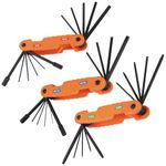 Klein Tools 70553 3-Piece Pro Folding Hex Key Set, Metric, SAE, Torx Sizes, 31 Keys, Industrial Strength Heat Treated Alloy Steel