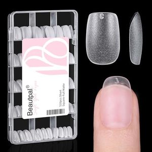 BEAUTPAL Nail Tips Short Square Fake Nail Tips, 510Pcs Full Matte Soft Gel X Nail Tips, 15 Sizes Full Cover Acrylic False Press on Nails Tips, Nail Extension Tips