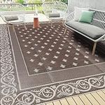 Pauwer Outdoor Rug 6'x9' Waterproof for Patios, Reversible Outdoor Plastic Straw Rug, Indoor Outdoor Area Rugs Carpet RV Mat, Outdoor Patio Camping Rug for RV, Picnic, Backyard, Deck, Balcony, Porch