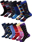 Marino Men's Dress Socks - Colorful Funky Socks for Men - Cotton Fashion Patterned Socks - 12 Pack (Cool Collection,10-13)