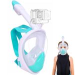 Wsobue Snorkel Mask for Kids,Full Face Diving Mask Anti-Fog, Anti-Leak Snorkel Set for Children Aged 5-14 (XS Green)